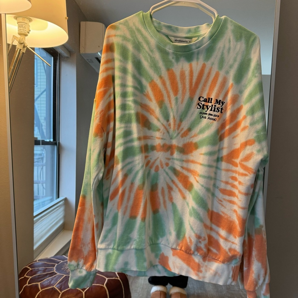 Elevenparis Tie-Dye Oversized Crew Neck Sweatshirt